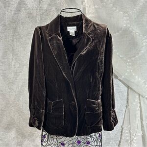 Vintage Allison Taylor chocolate brown velvet blazer size 4